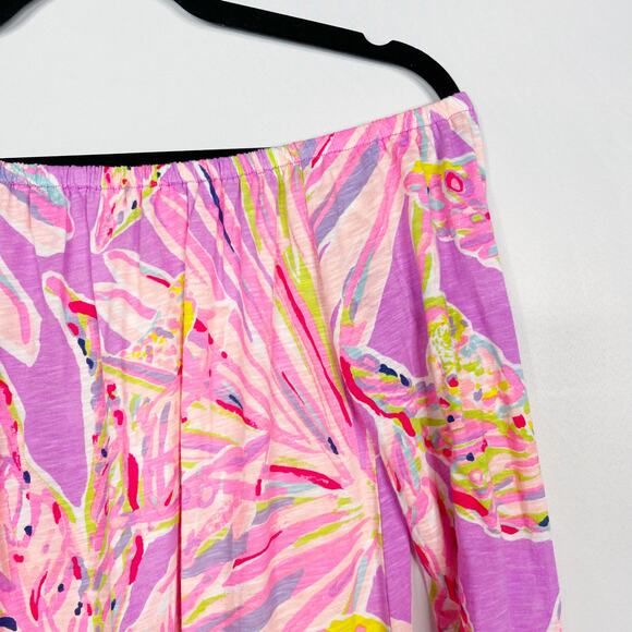 Lilly Pulitzer XSmall Pink Purple Enna Off The Shoulder Top Amethyst Sunseekers - Picture 3 of 11